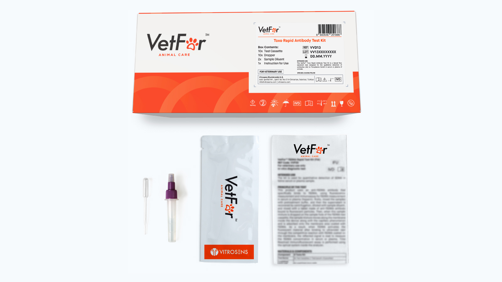 Figure 2: VetFor toxo rapid antibody test kit content