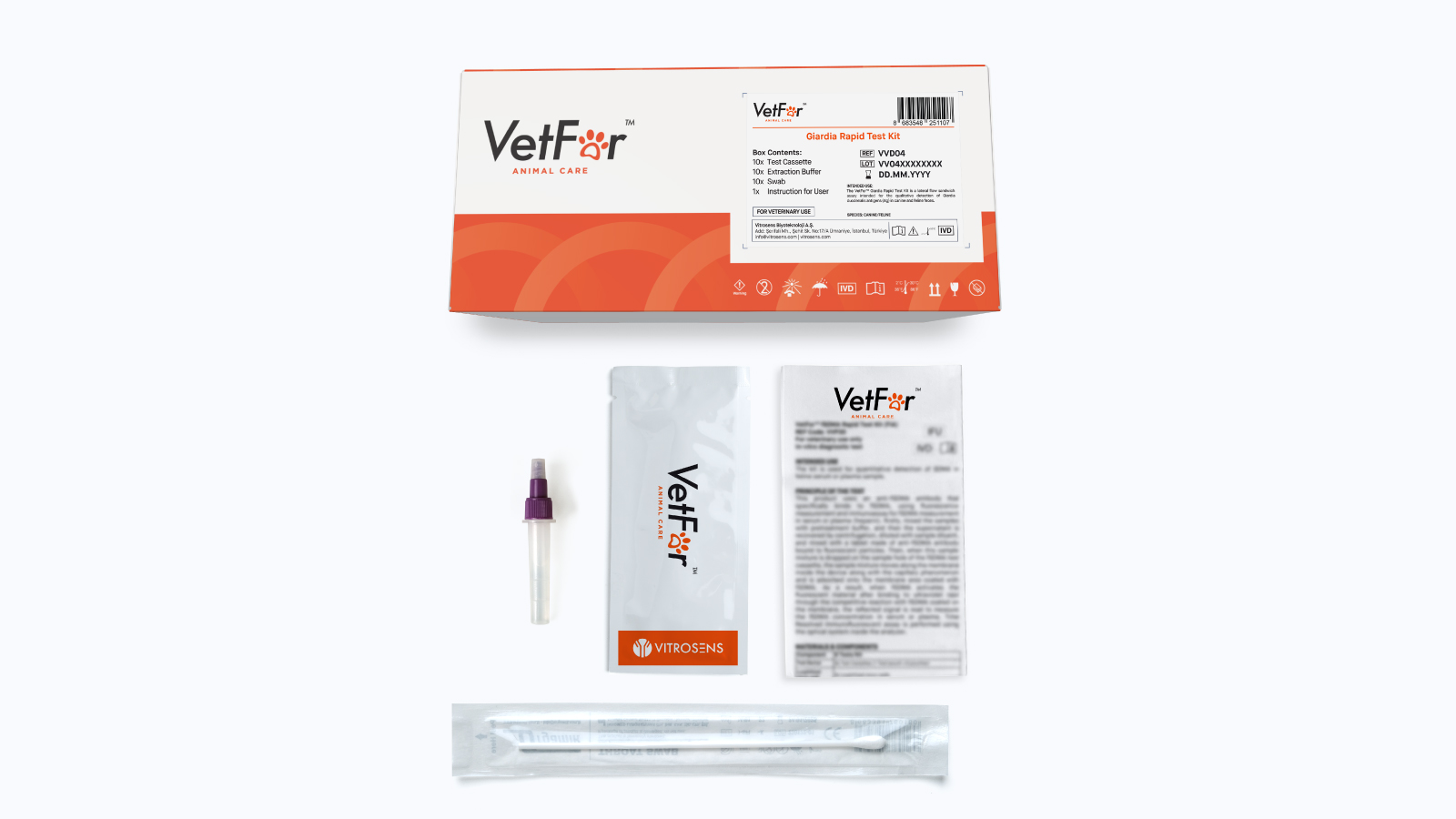 Figure 6. VetFor Giardia Rapid Test Kit Content. (VVD04)